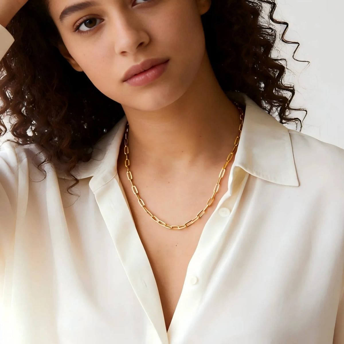 Gold-Tone Paperclip Chain Necklace