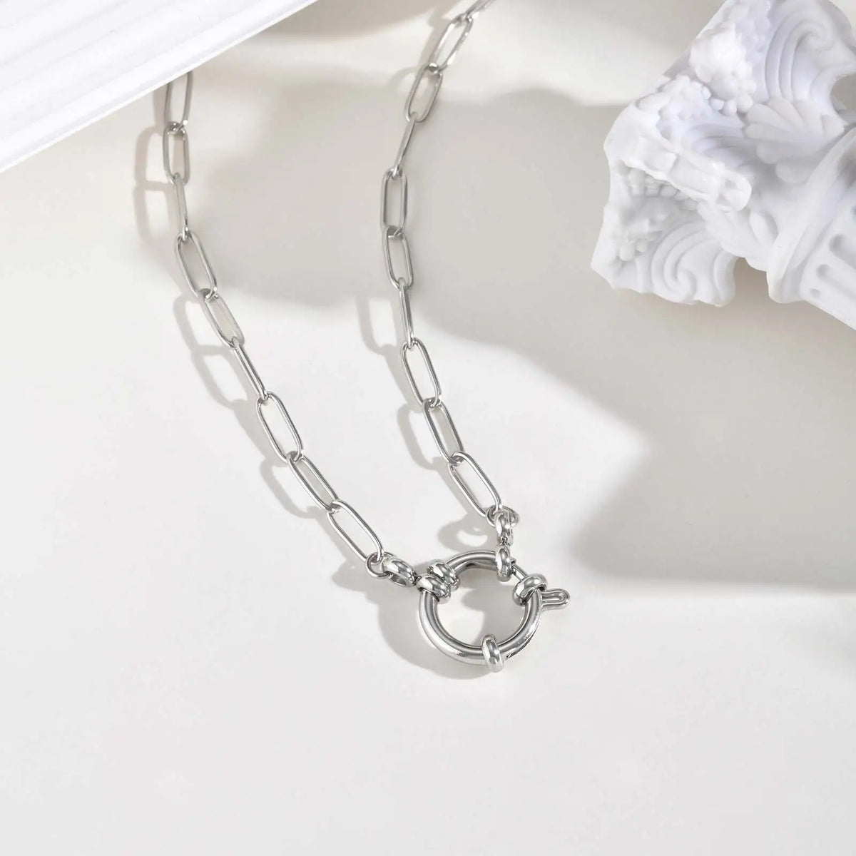Silver-Tone Paperclip Toggle Necklace