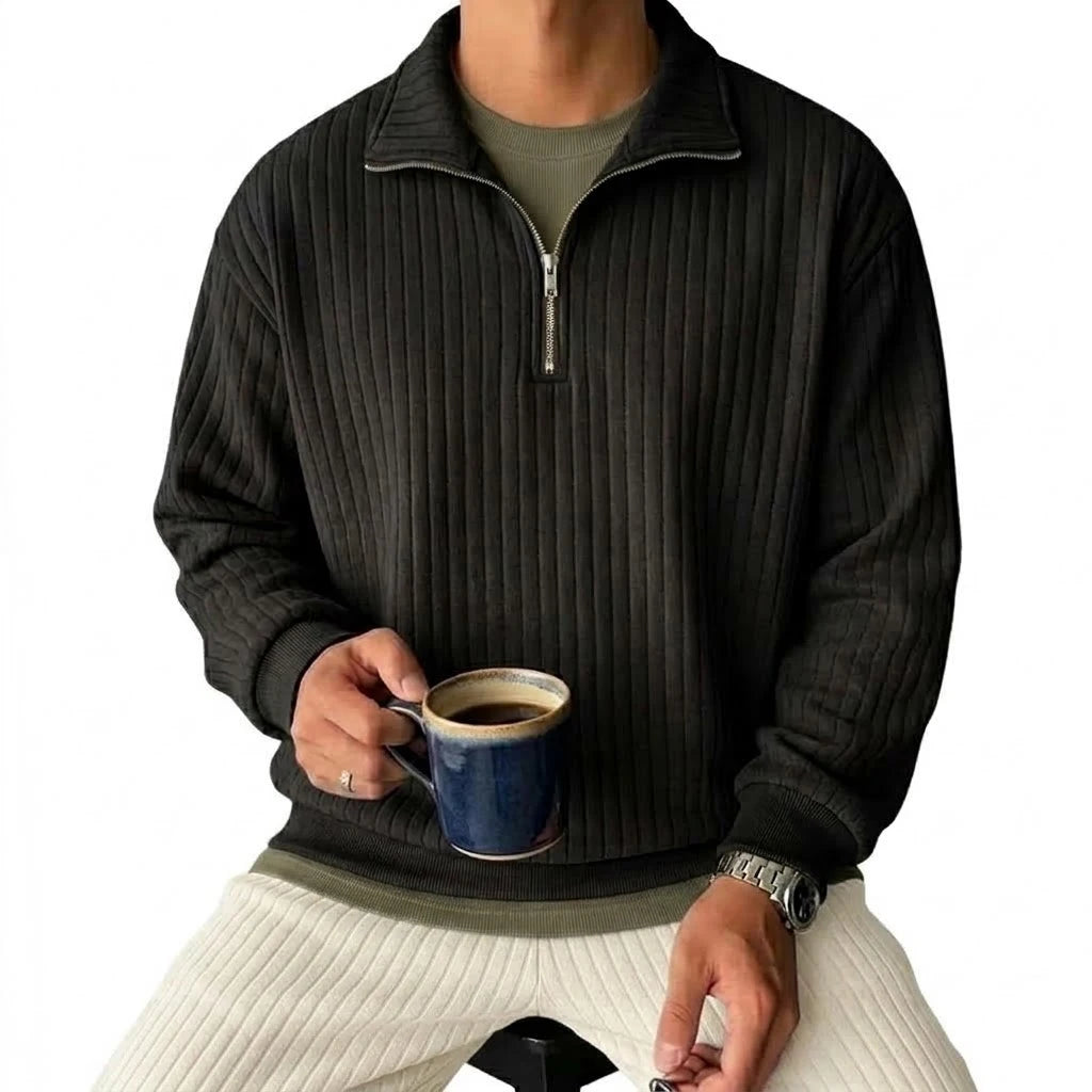Men's Striped Half-Zip Knit Sweatshirt