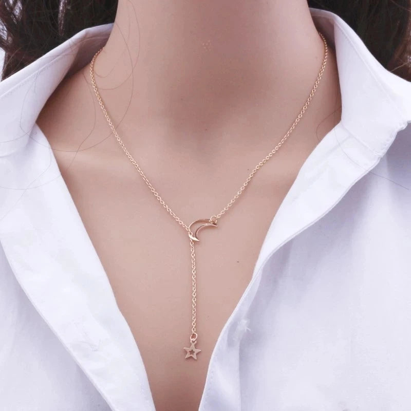 Gold-Tone Moon and Star Necklace