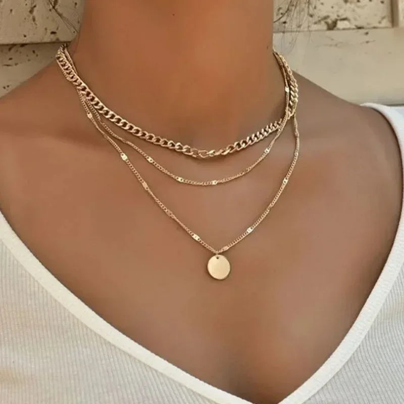 Gold Heart Star Charm Necklace
