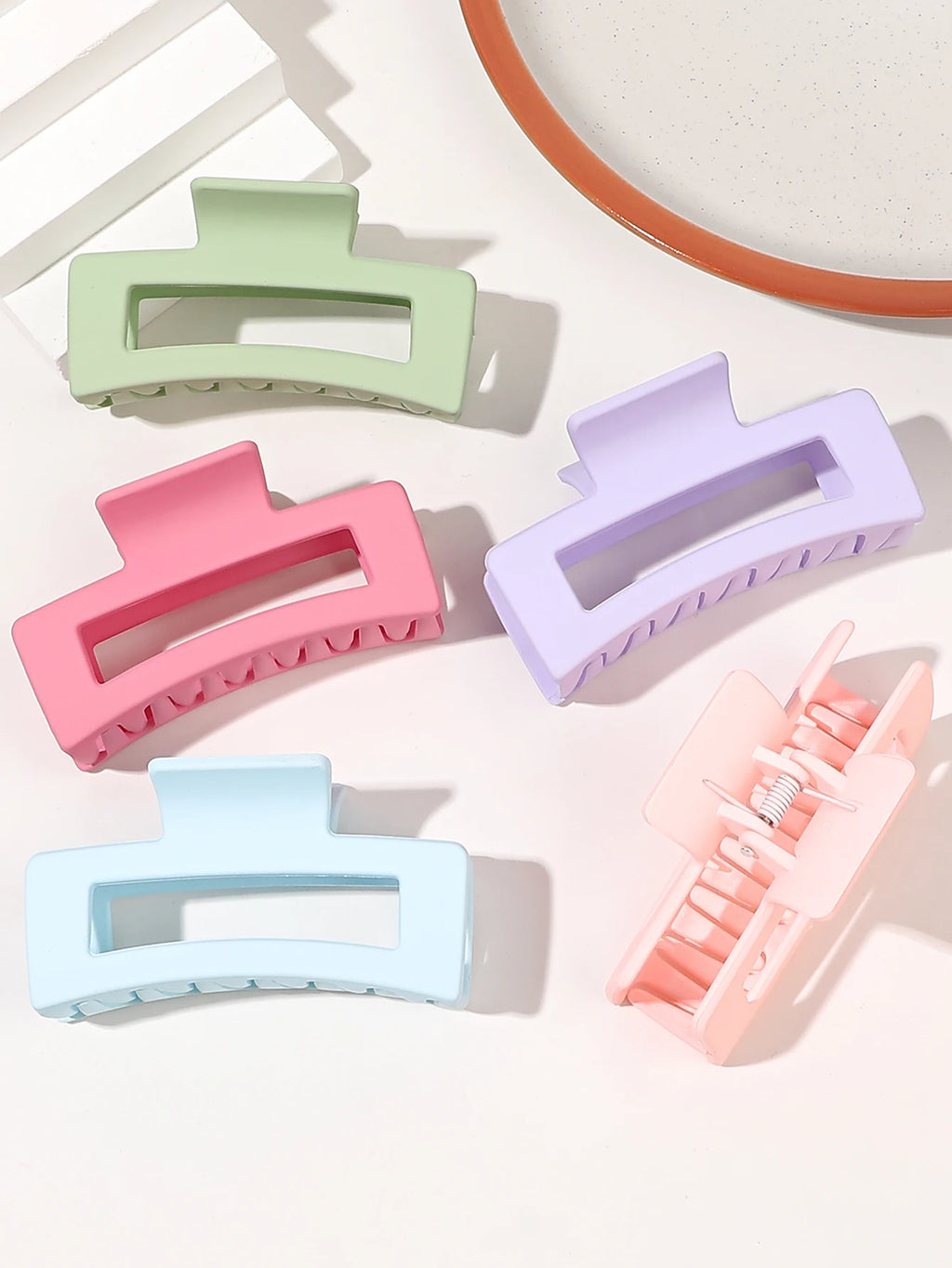 Matte Square Claw Clips, 7 Pack