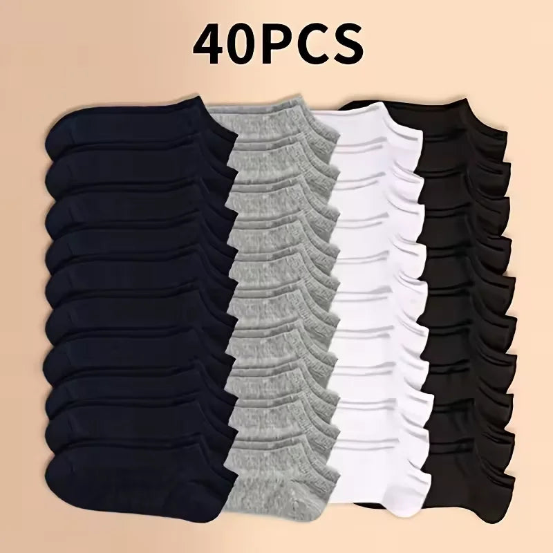 Unisex No-Show Ankle Socks, 10 to 40 Pairs