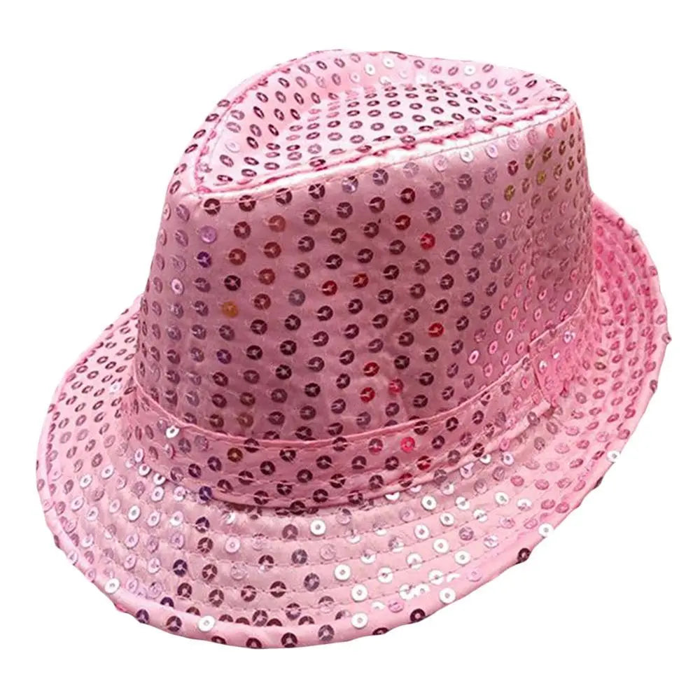 Durable Sequins Jazz Hat Party Shiny Masquerade Panama Cap Stage Cosplay Dance Performance Hat Party