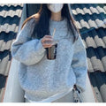 Grey Loose Knit Pullover Sweater