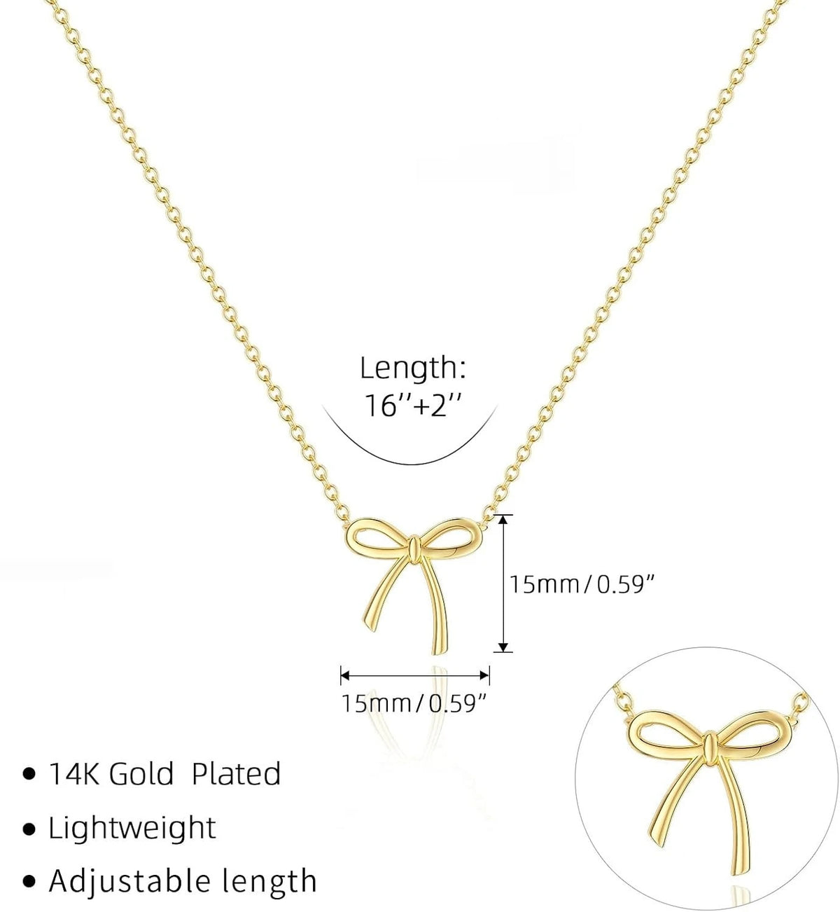 Gold-Tone Bow Pendant Necklace