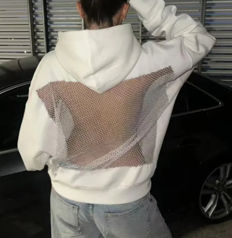 Women's Mesh Panel Hooded Sweatshirt