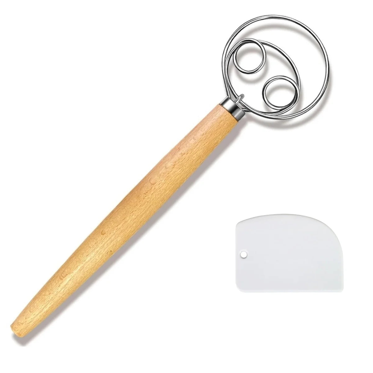 Bread Dough Whisk with Wooden Handle