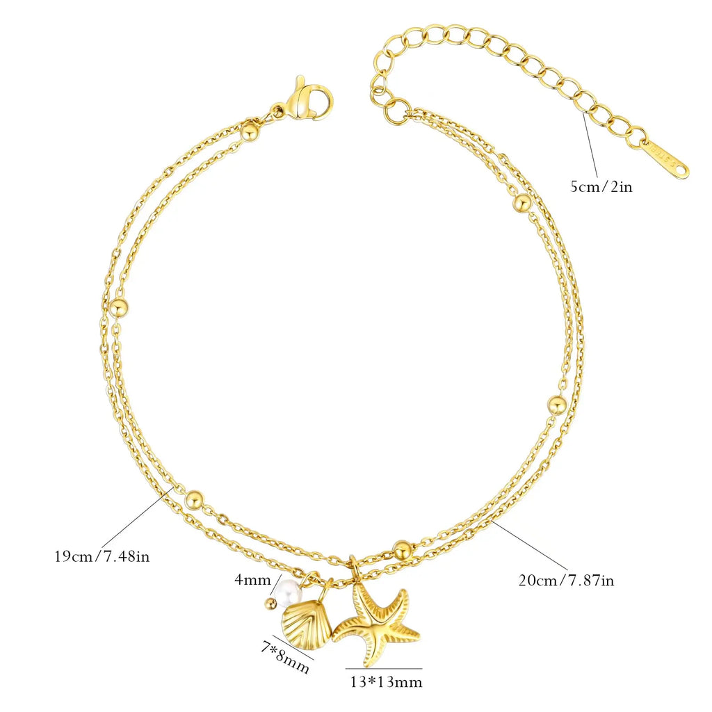 Gold-Tone Starfish Shell Anklet