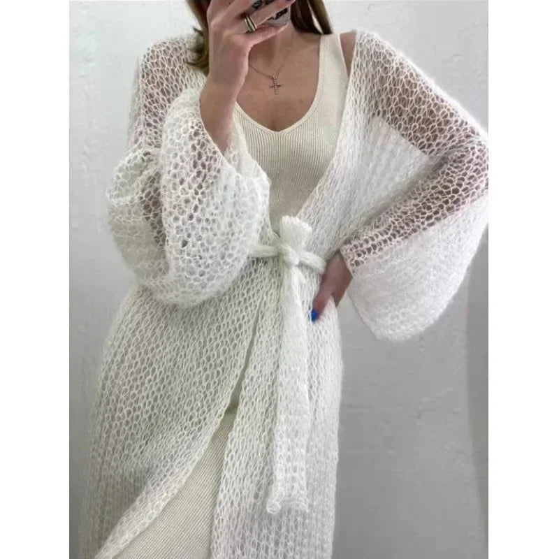 Women's Open-Stitch Knit Cardigan