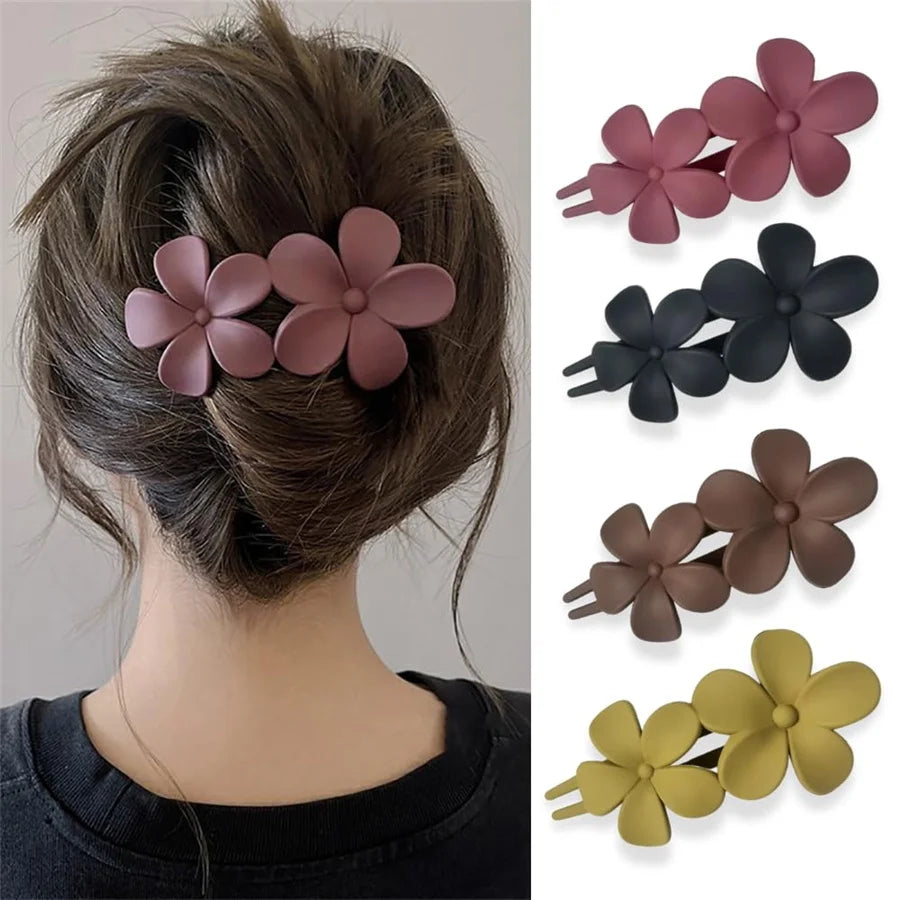Matte Flower Hair Clips