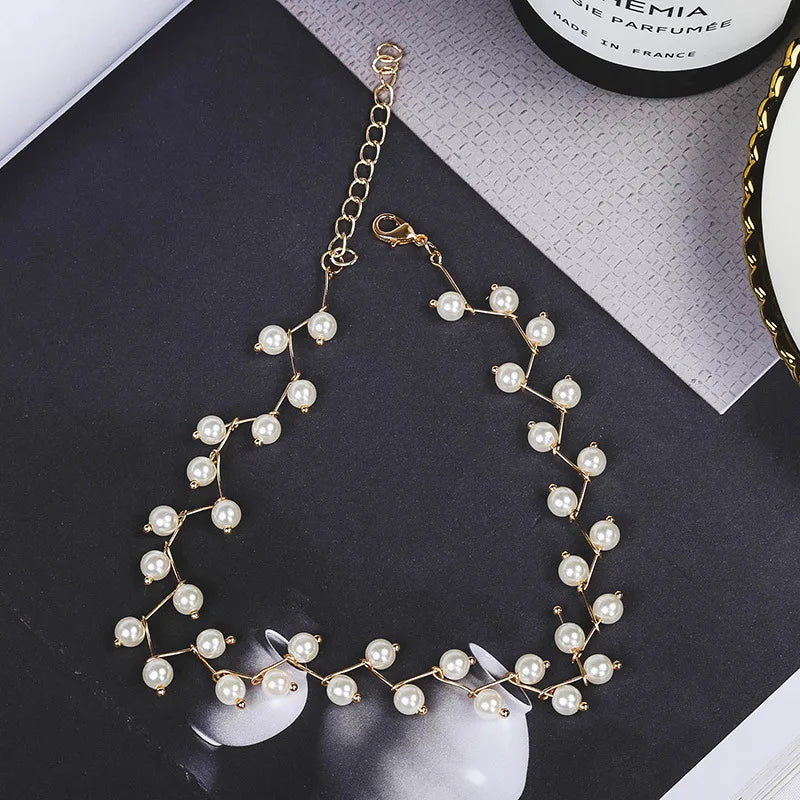 Faux Pearl Choker Necklaces