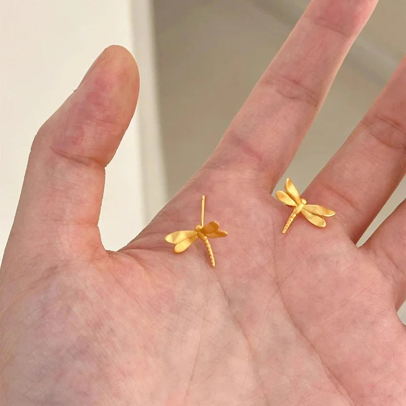 Gold Dragonfly Stud Earrings