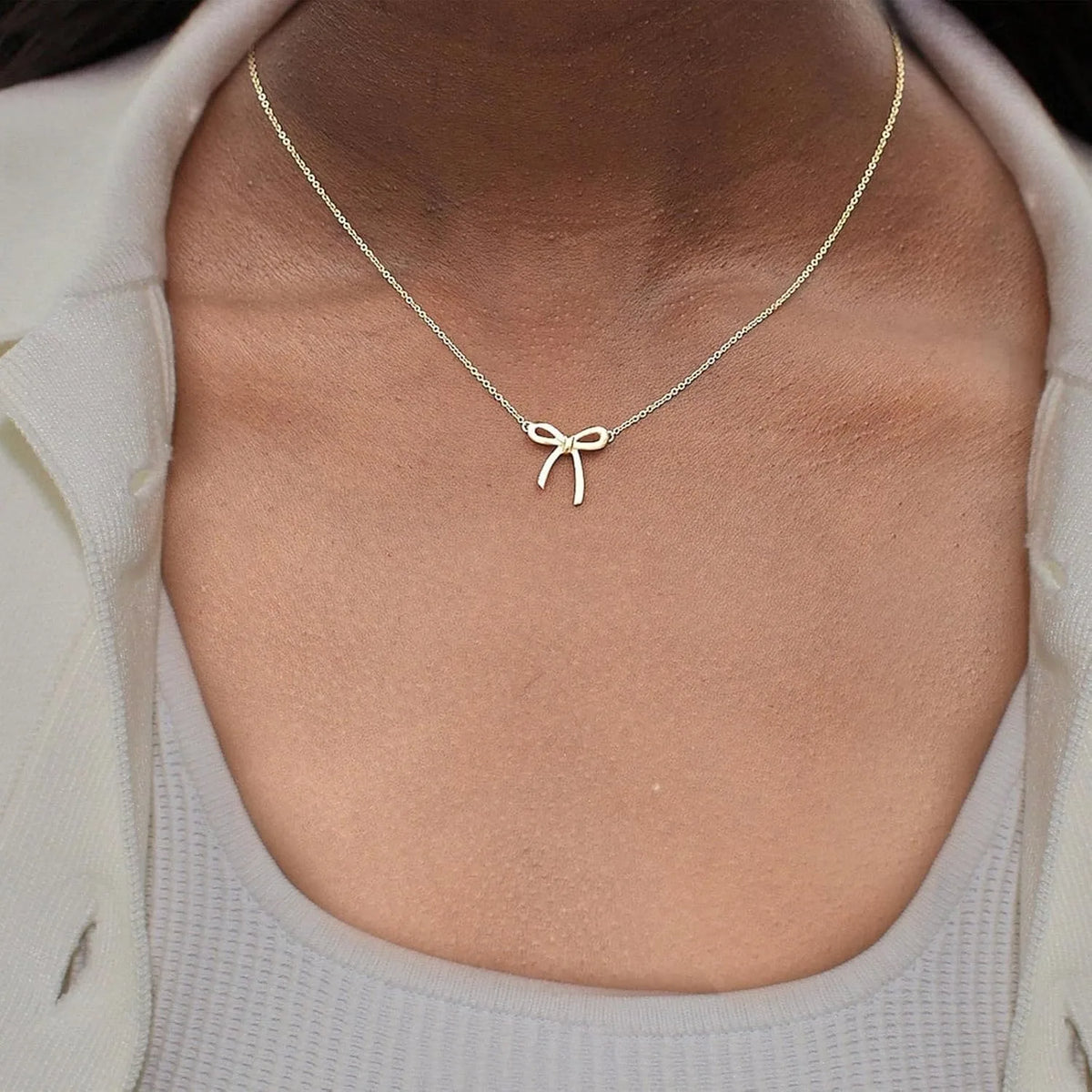 Gold-Tone Bow Pendant Necklace