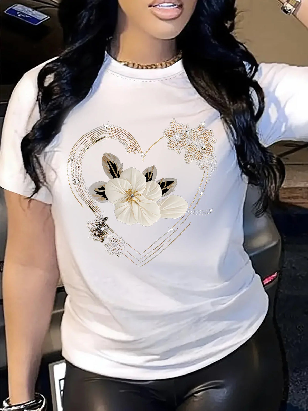 Women's Heart Print T-Shirt