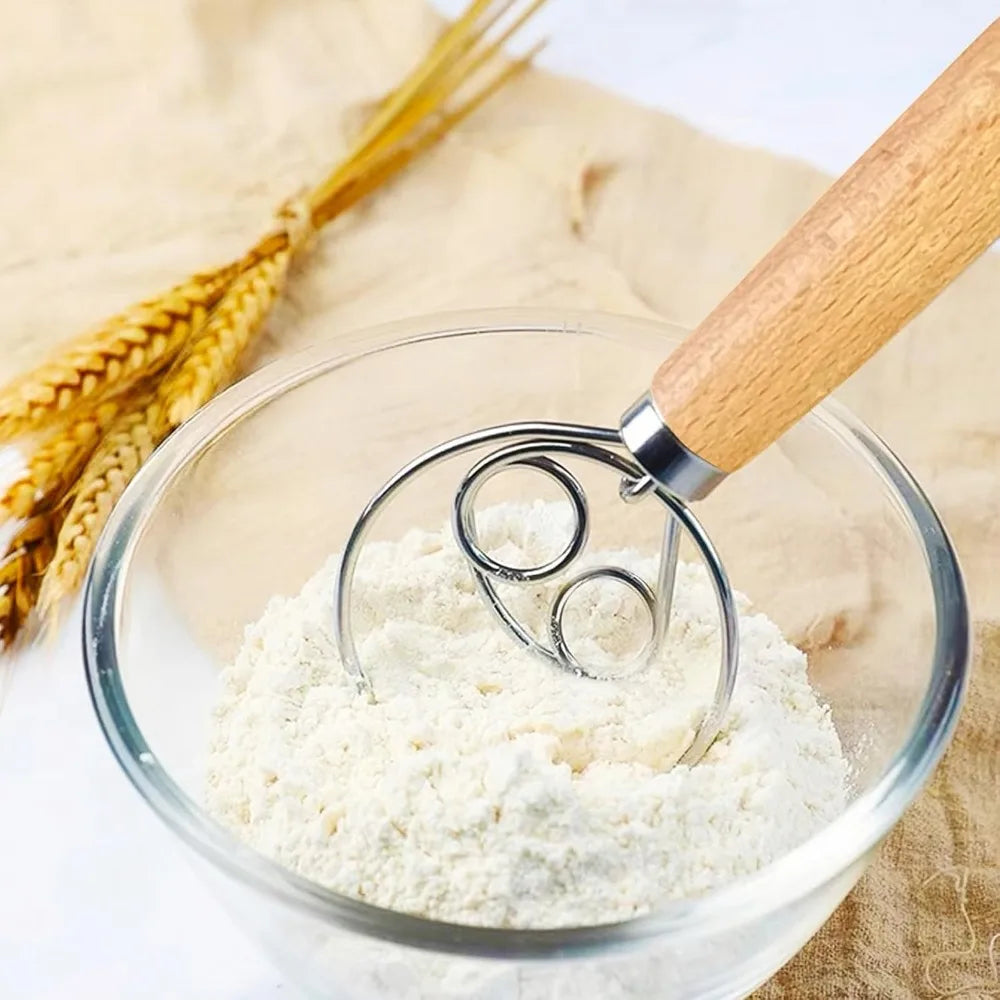 Bread Dough Whisk with Wooden Handle
