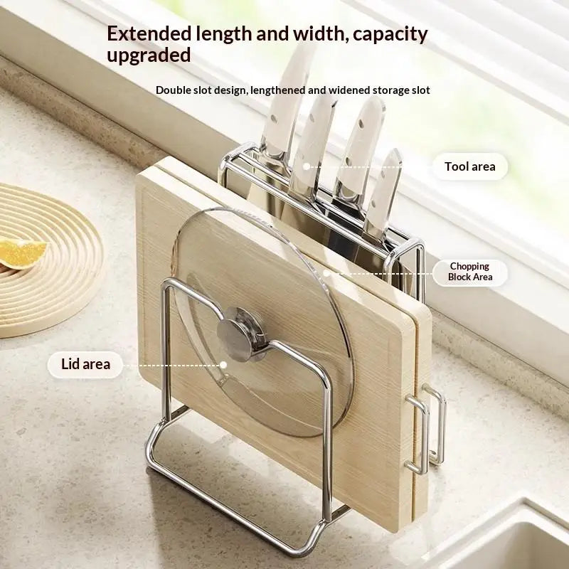 Knife Organizer Rack with Cutting Board Slot