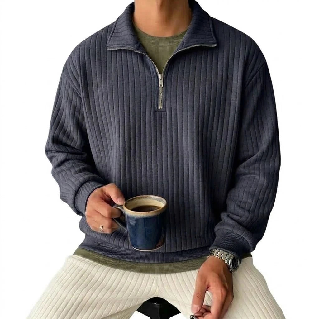 Men's Striped Half-Zip Knit Sweatshirt