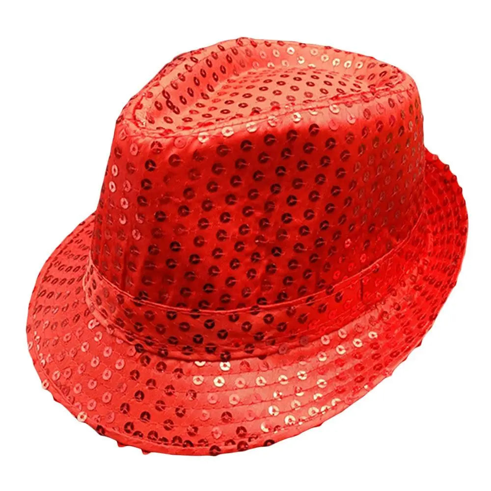 Durable Sequins Jazz Hat Party Shiny Masquerade Panama Cap Stage Cosplay Dance Performance Hat Party