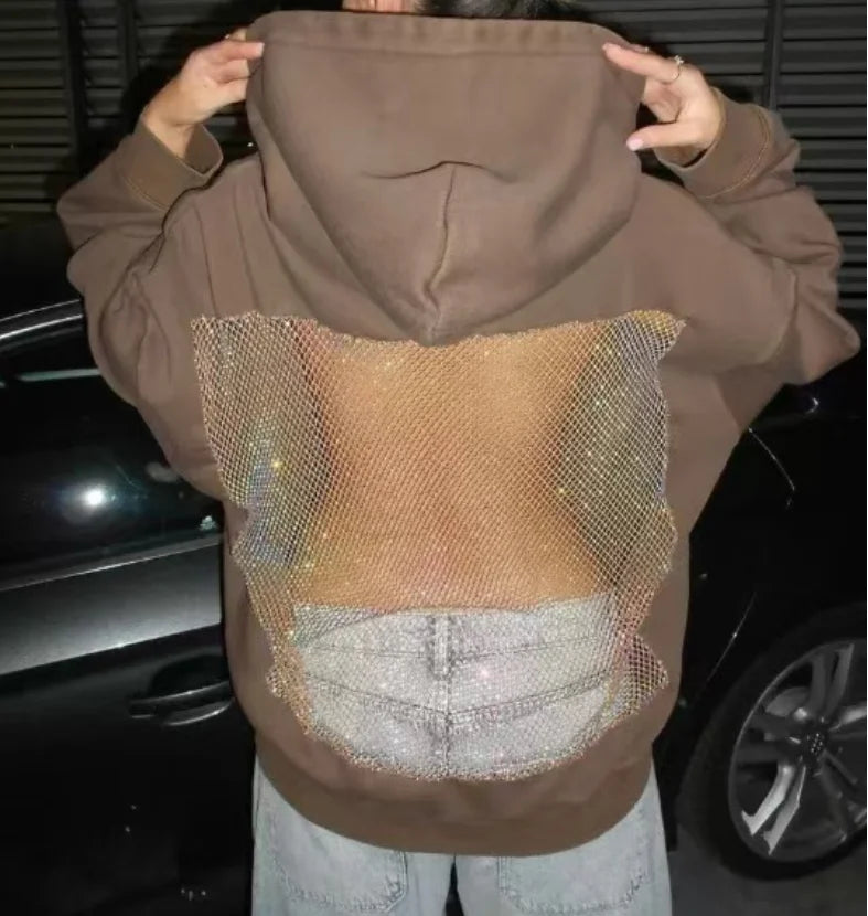 Women's Mesh Panel Hooded Sweatshirt
