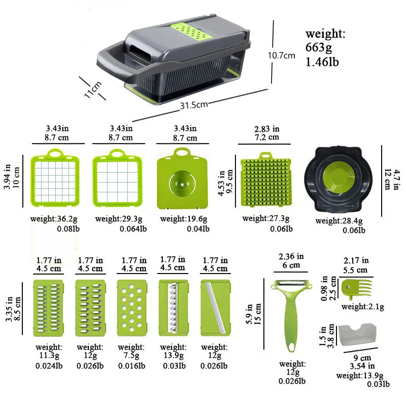 Vegetable Chopper and Mandoline Slicer with Container