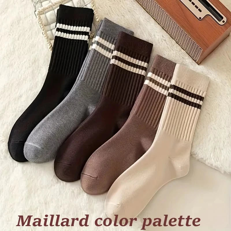 Striped Crew Socks, 5 Pairs