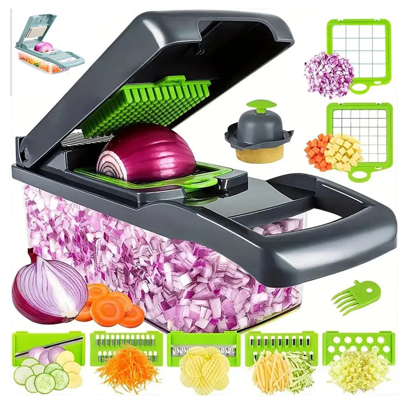 Vegetable Chopper and Mandoline Slicer with Container
