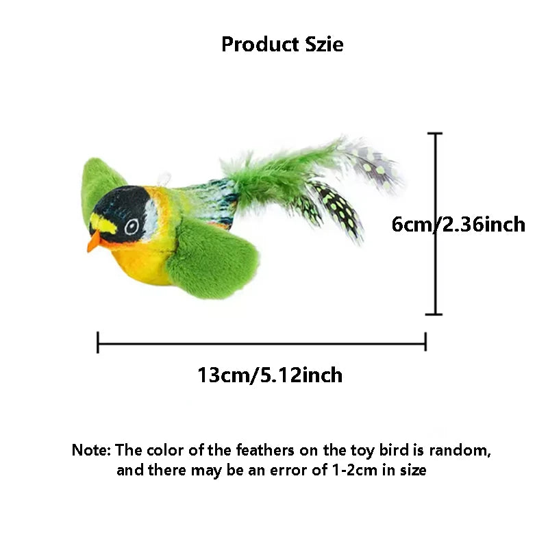 Bird-Sound Cat Teaser Toy with Elastic Rope