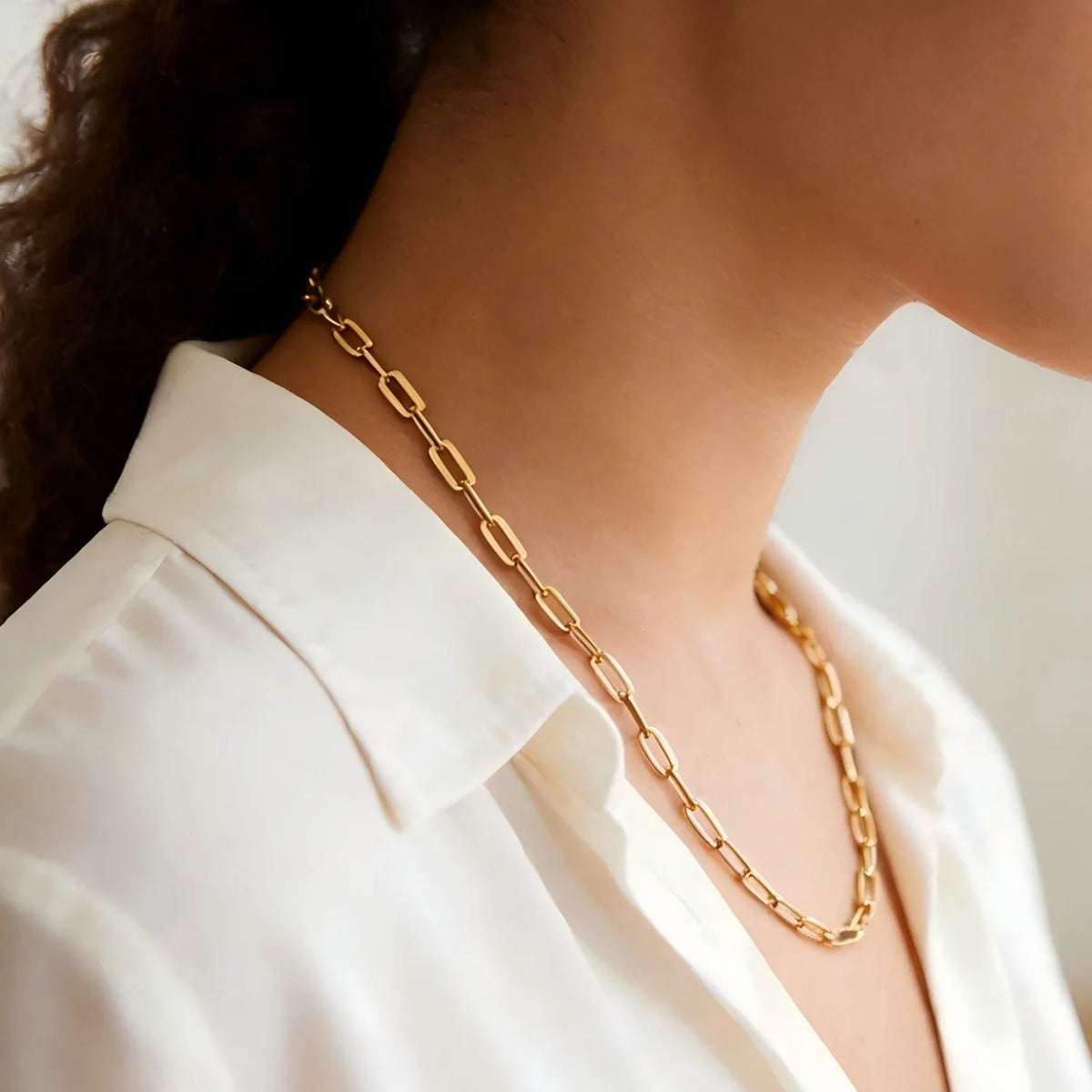 Gold-Tone Paperclip Chain Necklace