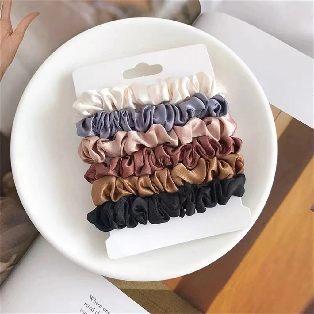 Satin Scrunchies, 6 Pack
