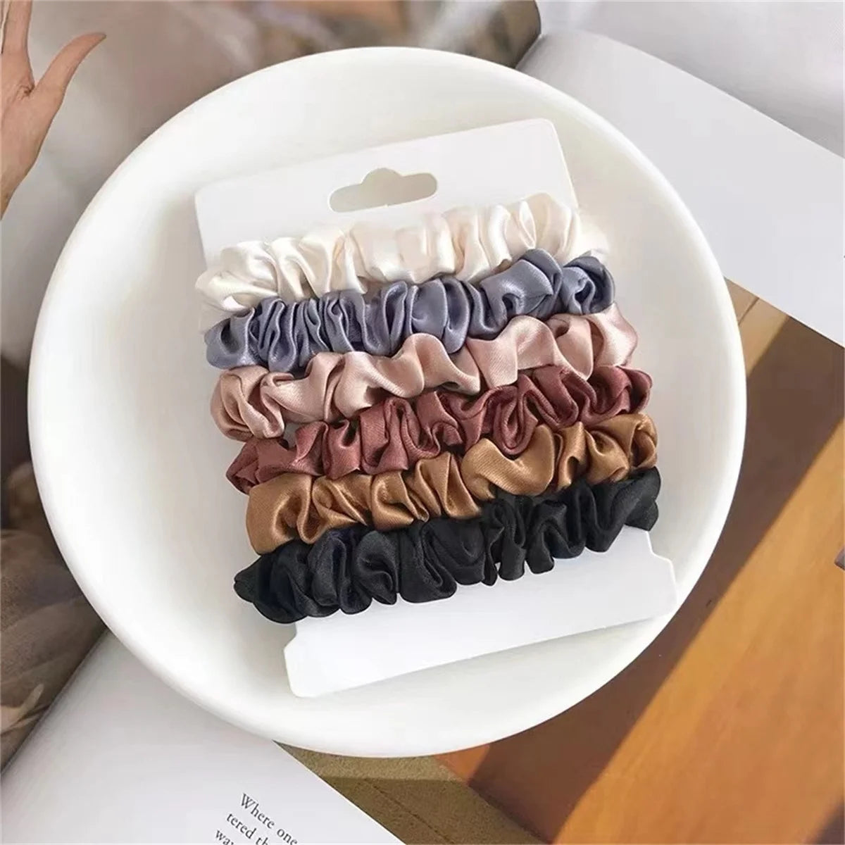 Satin Scrunchies, 6 Pack