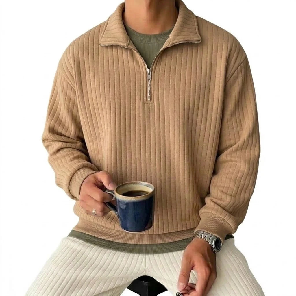 Men's Striped Half-Zip Knit Sweatshirt