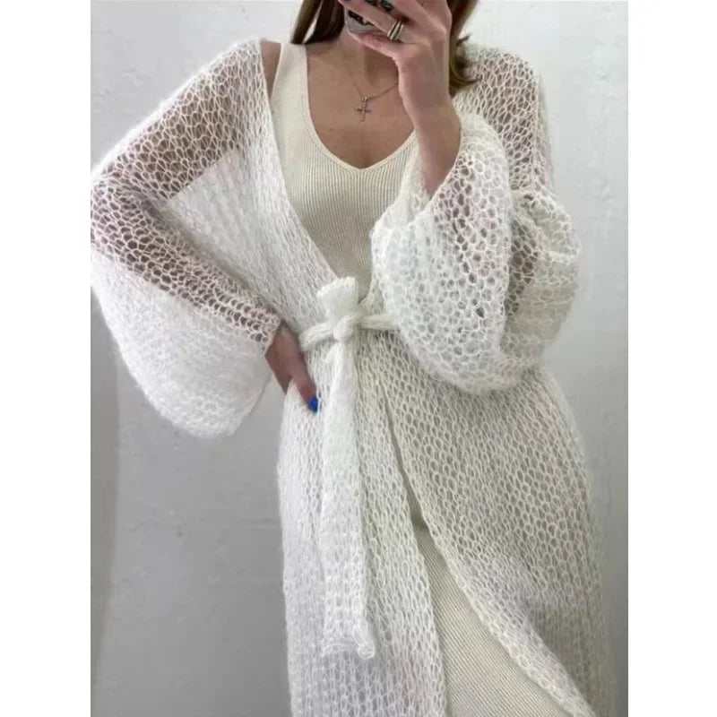Women's Open-Stitch Knit Cardigan