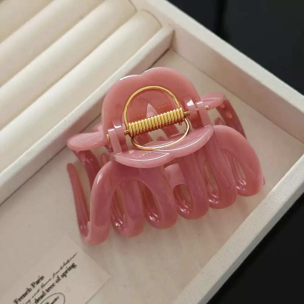 Flower and Geometric Hair Claw Clips