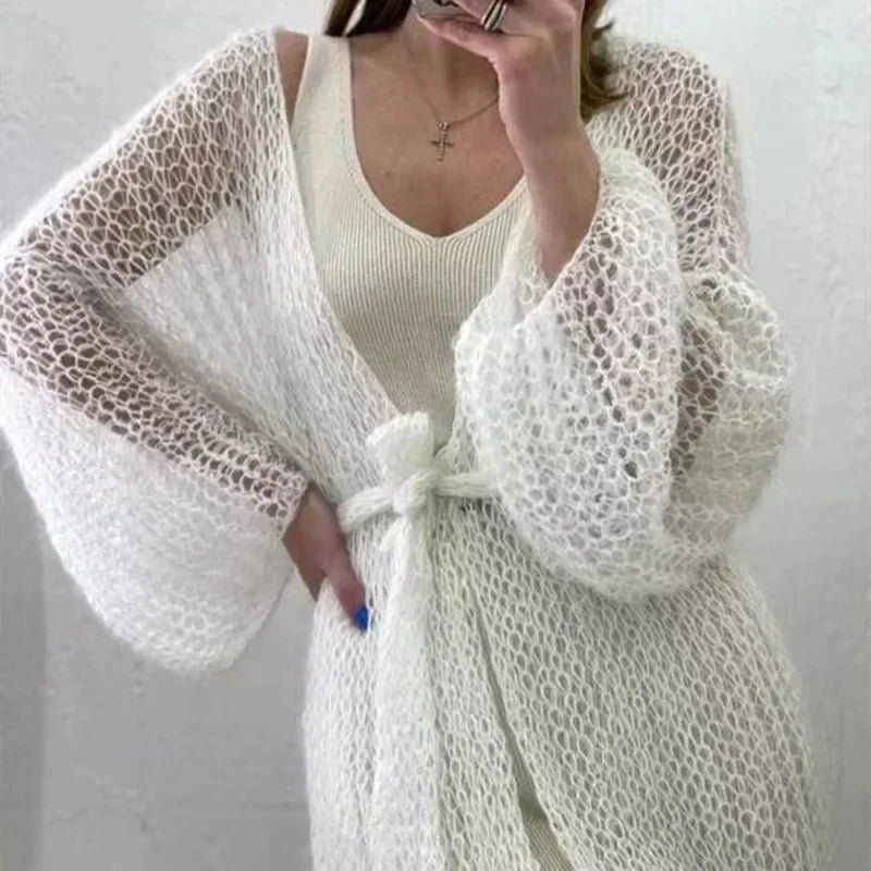Women's Open-Stitch Knit Cardigan