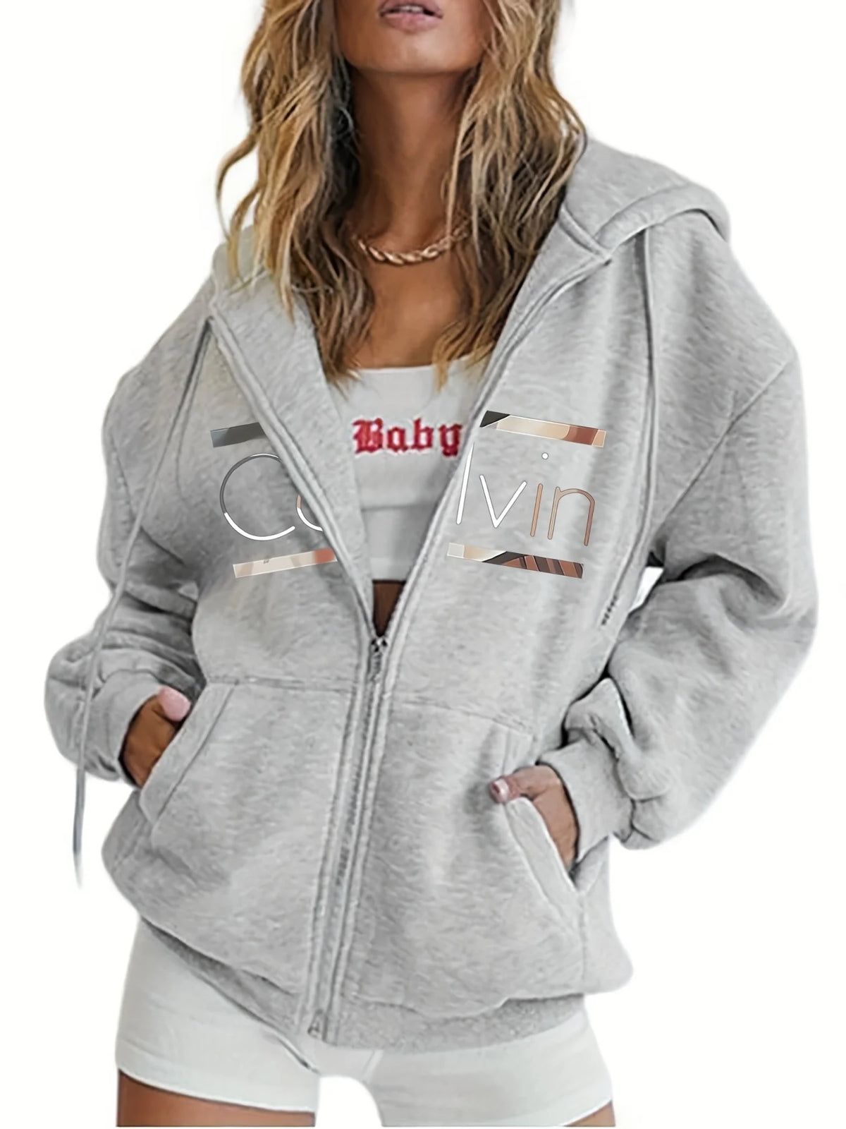 Women's Zip-Up Hoodie with Print