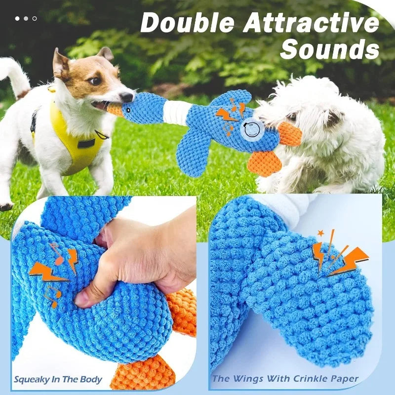 Plush Squeaky Chew Toy, Blue or Yellow