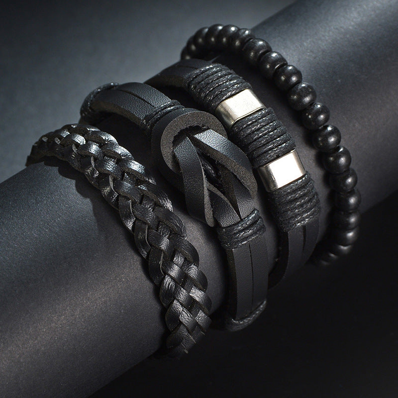 Retro Multi-layer Beaded Leather Bracelet for Men