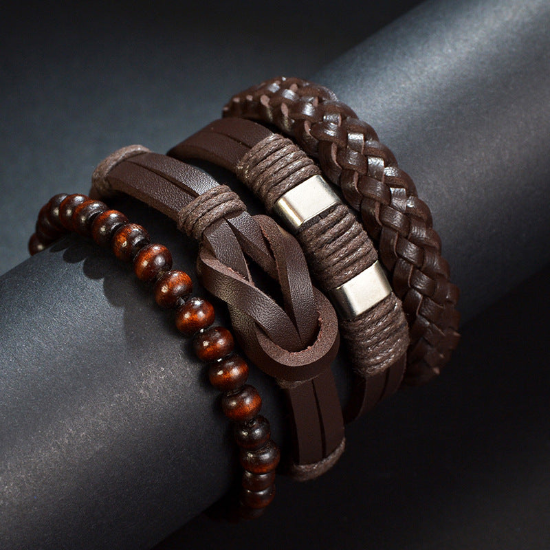 Retro Multi-layer Beaded Leather Bracelet for Men