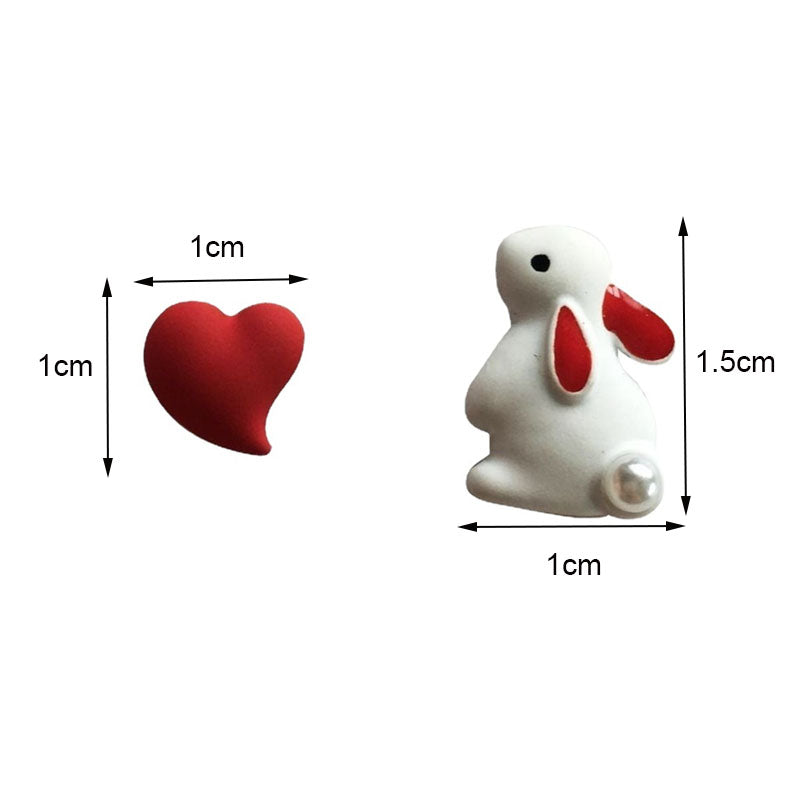 Cute Little White Rabbit Asymmetrical Earrings for Girls
