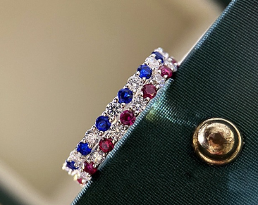 925 Sterling Silver Women's Red Sapphire Stacked Ring
