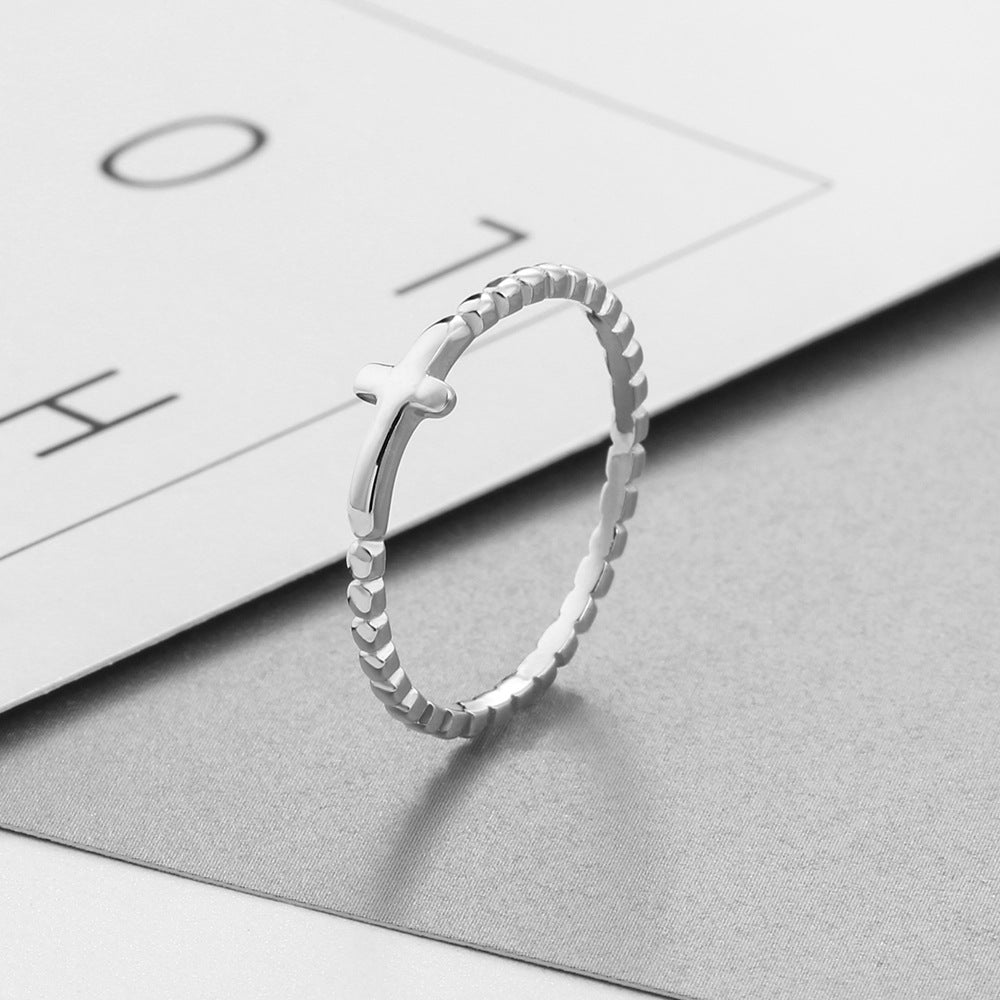 Elegant S925 Silver Cross Ring for Socialites