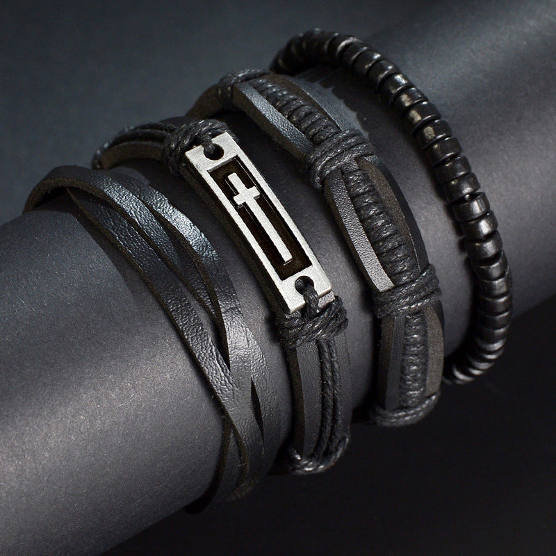 Retro Multi-layer Beaded Leather Bracelet for Men