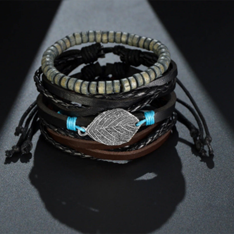 Retro Multi-layer Beaded Leather Bracelet for Men